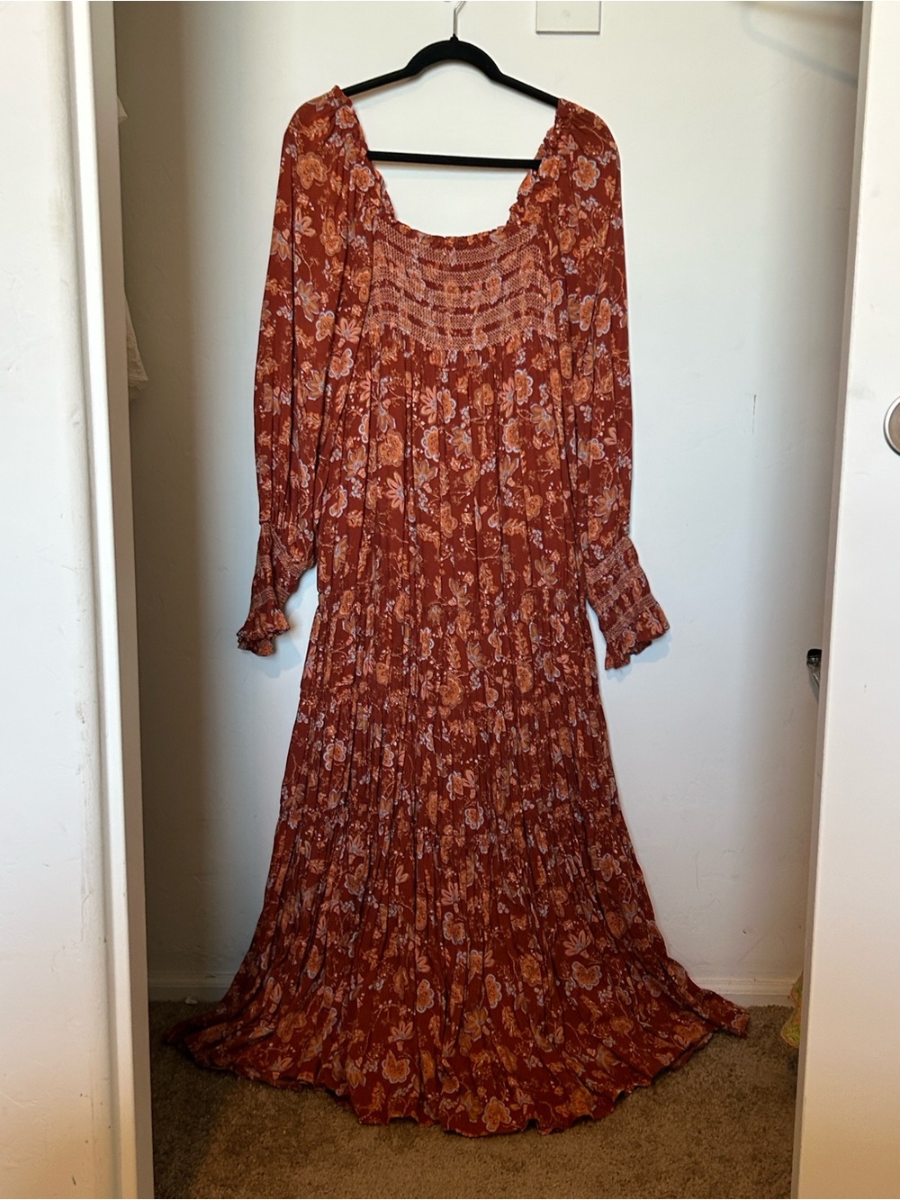 Free People Rust Floral Smocked Maxi Dress - Picture 3 of 6